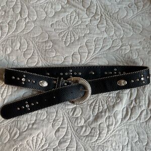 Y2K Black Leather Rhinestone Studded Belt